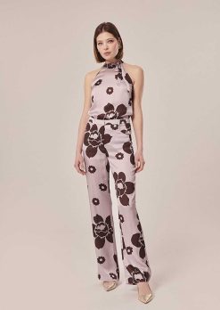 TARA JARMON Pantalon Imprime Fleurs Violettes Prosper Wholesale