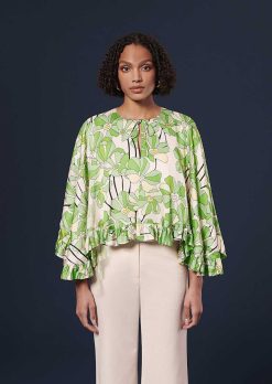 TARA JARMON Cape A Imprime Floral Vert Verone Online