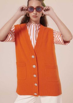 TARA JARMON Cardigan Ginny Orange En Laine Alpaga Et Merinos Online