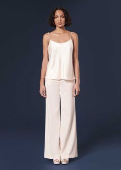 TARA JARMON Pantalon En Laine Froide Ecru Primavera Hot