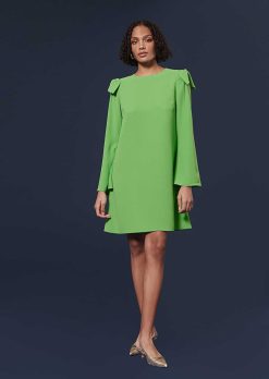 TARA JARMON Robe En Crepe Verte Renato Wholesale