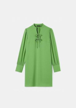 TARA JARMON Robe En Crepe Vert Radiance Hot