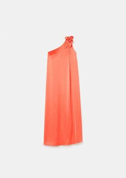 TARA JARMON Robe Rekia Corail En Satin Fluide Hot