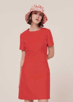 TARA JARMON Robe En Double Toile Corail Rehane Online