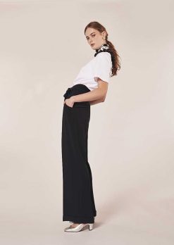 TARA JARMON Pantalon Pyla En Crepe Noir Wholesale