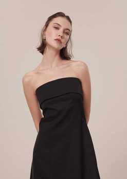 TARA JARMON Robe En Satin Noir Roy Best