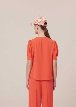 TARA JARMON Blouse En Crepe Corail Tourterelle Wholesale