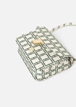 TARA JARMON Sac 8 Bis Ecru Avec Design Graphique Vert Clearance