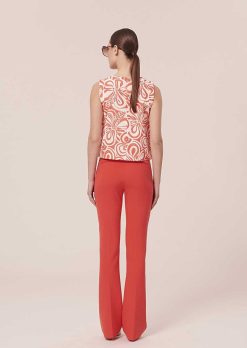 TARA JARMON Pantalon En Toile Double Phoenix Corail New