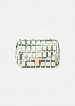 TARA JARMON Sac 8 Bis Ecru Avec Design Graphique Vert Clearance