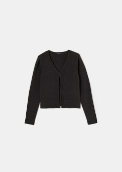 TARA JARMON Cardigan Glenn En Coton Irise Noir Best