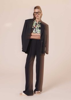 TARA JARMON Pantalon En Crepe Bleu Nuit Parigi Wholesale