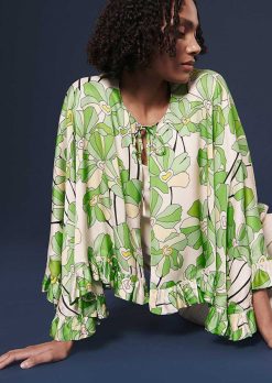 TARA JARMON Cape A Imprime Floral Vert Verone Online