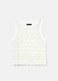 TARA JARMON Haut En Tricot Au Crochet Blanc Pianna Best