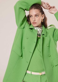 TARA JARMON Manteau Marnie En Double Coton Vert Hot