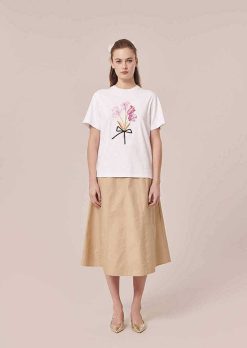 TARA JARMON T-Shirt En Jersey Blanc Taraflowers Clearance