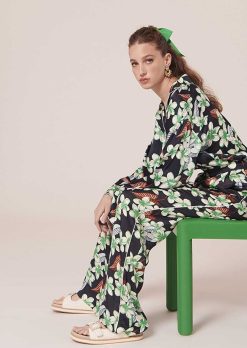 TARA JARMON Porticcio Pantalon Imprime Fleurs Bleu Nuit Wholesale
