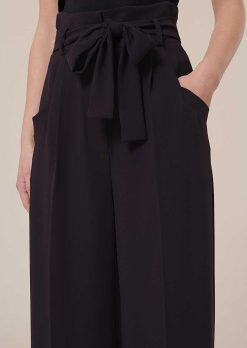 TARA JARMON Pantalon Pyla En Crepe Bleu Nuit New