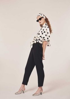 TARA JARMON Pantalon En Crepe Noir Paga New