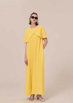 TARA JARMON Cape En Crepe Jaune Valentina Online