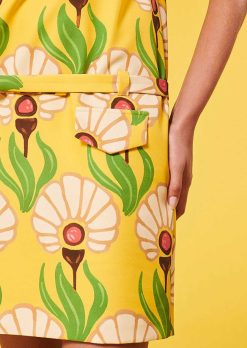 TARA JARMON Robe Rivage Imprime Fleurs Jaunes Online