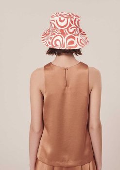 TARA JARMON Haut Tellia Brown En Satin Fluide Online