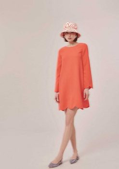 TARA JARMON Robe En Crepe Corail Ruoda Wholesale