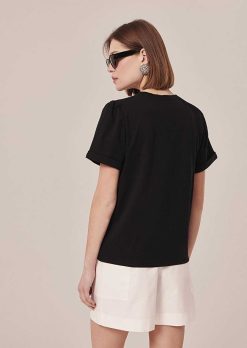 TARA JARMON T-Shirt En Jersey Noir Tampa New