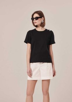 TARA JARMON T-Shirt En Jersey Noir Tampa New