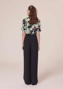 TARA JARMON Pantalon En Crepe Bleu Nuit Parigi Wholesale