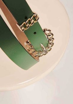 TARA JARMON Ceinture En Cuir Vert Bella Clearance