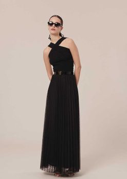 TARA JARMON Jupe Plissee En Tulle Noire Juliette Online