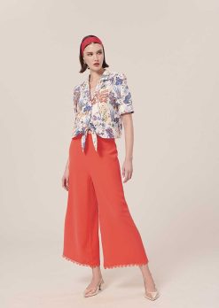 TARA JARMON Pantalon En Crepe Corail Positif Online