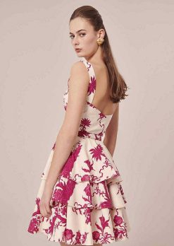 TARA JARMON Robe Romanne Ecru Imprime Floral Hot