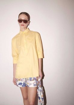 TARA JARMON Chemise En Popeline Jaune Tallulah Clearance