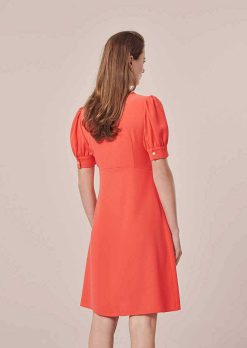 TARA JARMON Robe Roucoule En Crepe Corail Hot