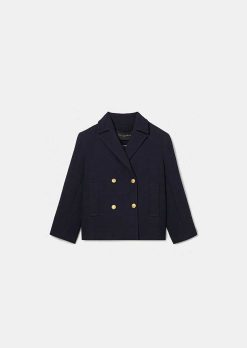 TARA JARMON Manteau Marcello En Double Coton Bleu Nuit Wholesale