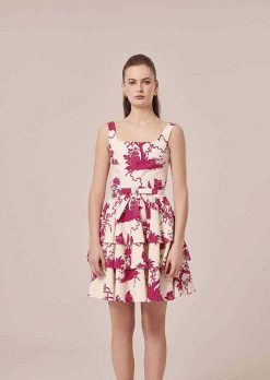 TARA JARMON Robe Romanne Ecru Imprime Floral Hot