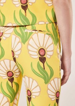 TARA JARMON Pantalon Imprime Fleurs Jaunes Paivan Wholesale
