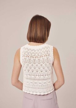 TARA JARMON Haut En Tricot Au Crochet Blanc Pianna Best