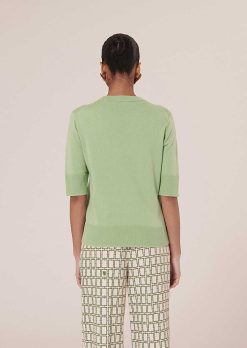 TARA JARMON Pull Paoline En Coton Et Laine Vert New