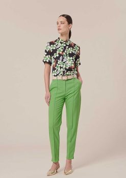 TARA JARMON Pantalon En Laine Froide Vert Pascal Clearance