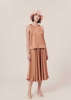 TARA JARMON Haut Tellia Brown En Satin Fluide Online
